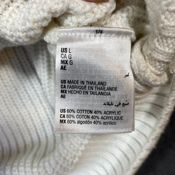 INC Striped Knit Pullover Hoodie Sweater For Men L Cotton Blend Black/White - Picture 4 of 9